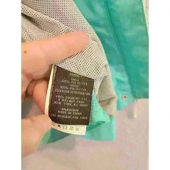 Free Country Athletx Reflective Teal Hoodie Windbreaker Jacket Womens Small - Picture 6 of 7